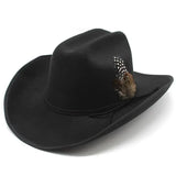 Sombrero Vaquero Negro con Pluma