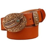 Cinturón Vaquero de Cuero con Hebilla Western